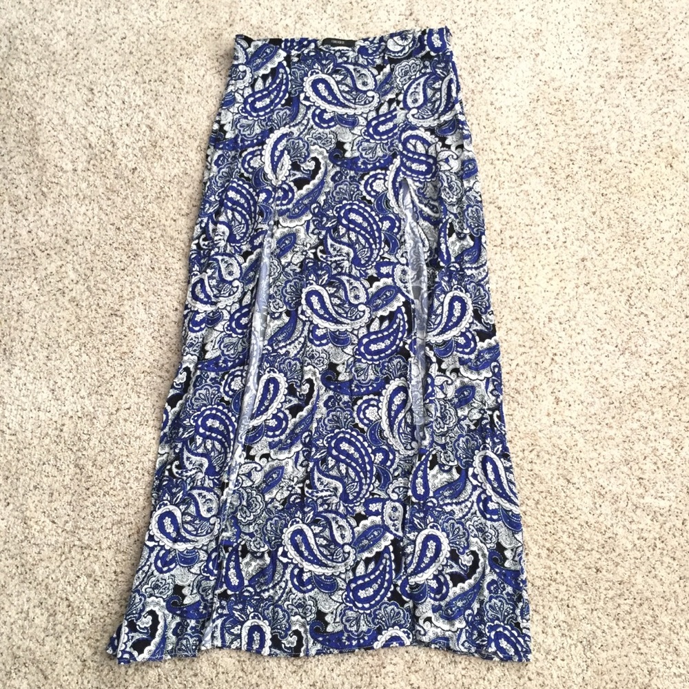 Blue paisley maxi skirt